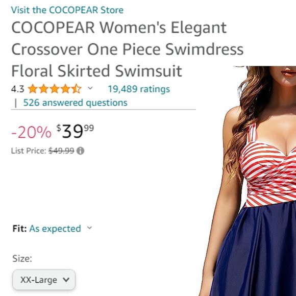 COCOPEAR Patriotic Crossover Swimdress NEW WITH TAG! - Picture 14 of 14